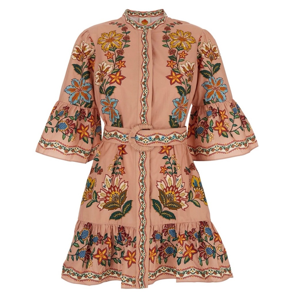 Farm Rio Women's Brown Garden Delight Mini Dress